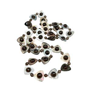 Mother of Pearl & Glass Beads Handknotted Long Necklace